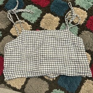Brandy top gingham John Galt one size cropped blue tank plaid size s